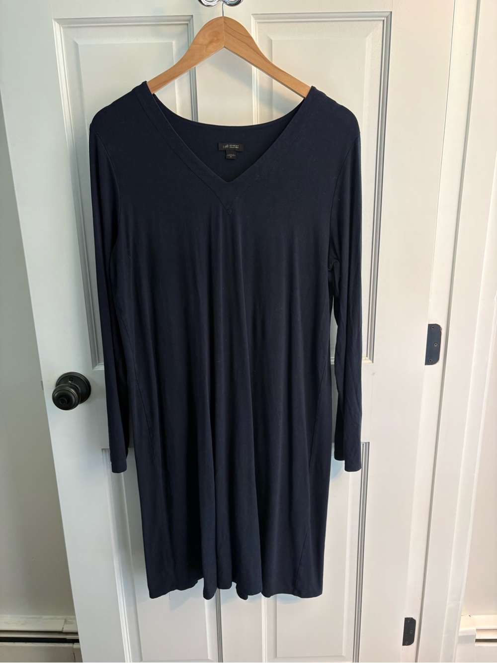 J. Jill Navy Long-Sleeve V-Neck Swing Dress